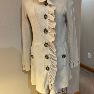 Anthropologie Unlined wool ruffled coat